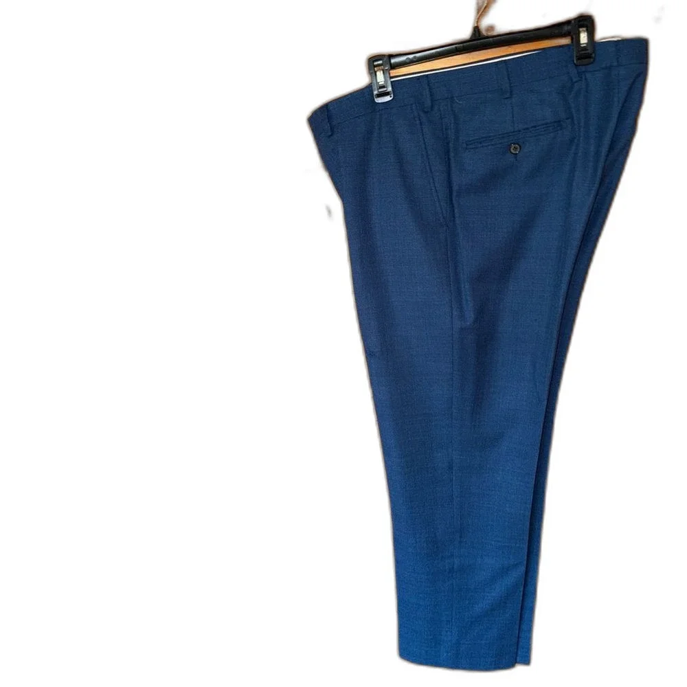 Suitsupply Havana Blue Hopsack Wool Suit 44S Reda Fabric Pants 37x28 As-Is